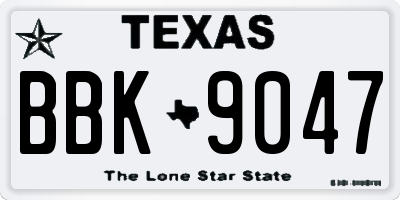 TX license plate BBK9047