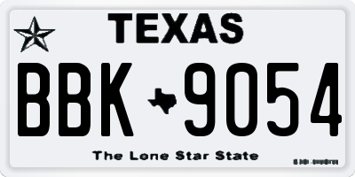TX license plate BBK9054