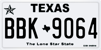 TX license plate BBK9064