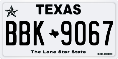 TX license plate BBK9067