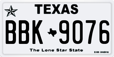 TX license plate BBK9076