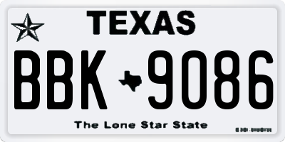TX license plate BBK9086