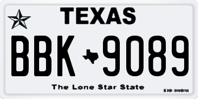 TX license plate BBK9089