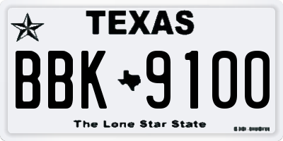 TX license plate BBK9100
