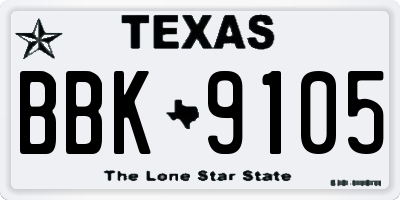 TX license plate BBK9105