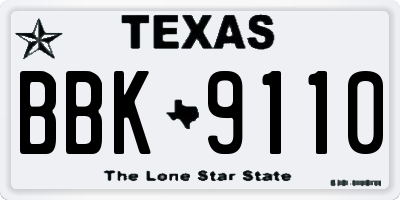 TX license plate BBK9110