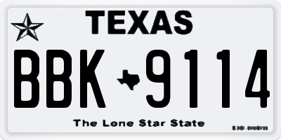 TX license plate BBK9114