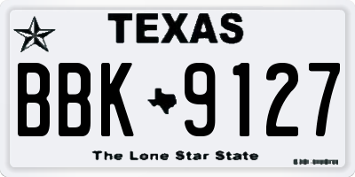 TX license plate BBK9127