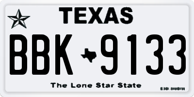 TX license plate BBK9133