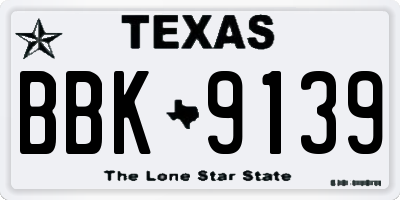 TX license plate BBK9139