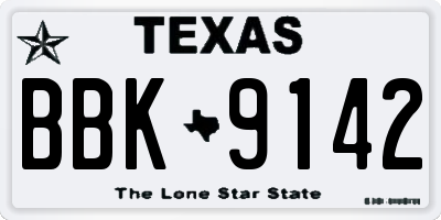 TX license plate BBK9142