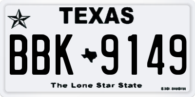 TX license plate BBK9149