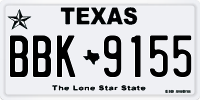 TX license plate BBK9155
