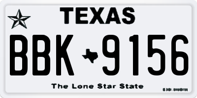TX license plate BBK9156