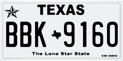 TX license plate BBK9160