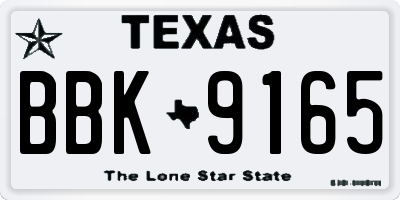 TX license plate BBK9165