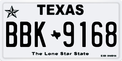 TX license plate BBK9168