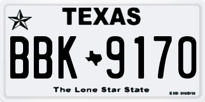 TX license plate BBK9170