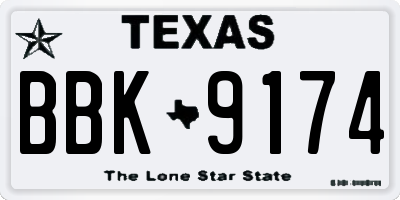 TX license plate BBK9174