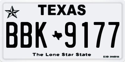 TX license plate BBK9177