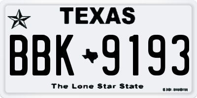 TX license plate BBK9193