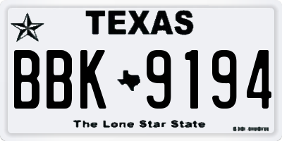 TX license plate BBK9194