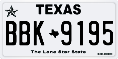 TX license plate BBK9195