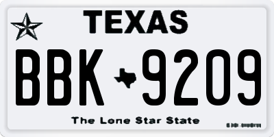 TX license plate BBK9209
