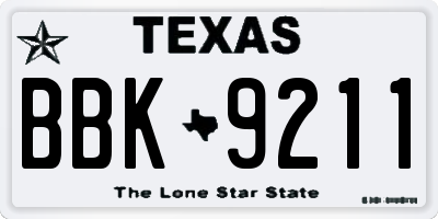 TX license plate BBK9211