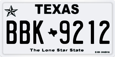 TX license plate BBK9212