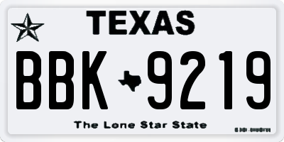 TX license plate BBK9219