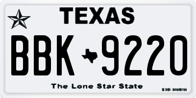 TX license plate BBK9220