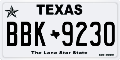 TX license plate BBK9230