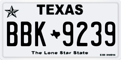 TX license plate BBK9239