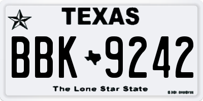 TX license plate BBK9242