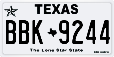 TX license plate BBK9244