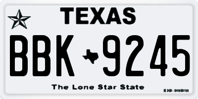 TX license plate BBK9245