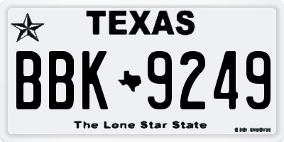 TX license plate BBK9249