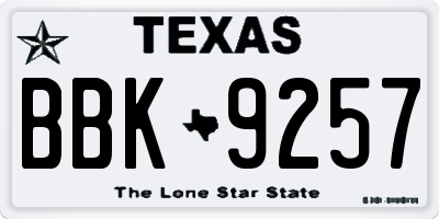 TX license plate BBK9257