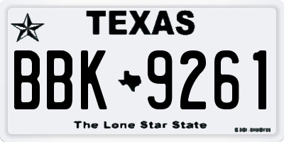 TX license plate BBK9261