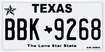 TX license plate BBK9268