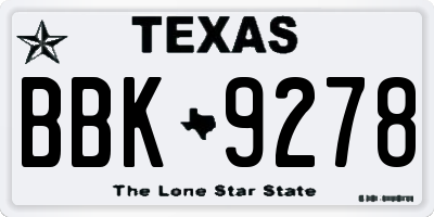 TX license plate BBK9278