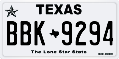 TX license plate BBK9294