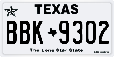 TX license plate BBK9302