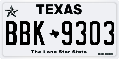 TX license plate BBK9303