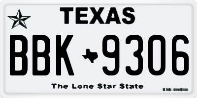 TX license plate BBK9306