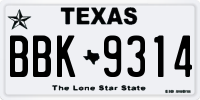 TX license plate BBK9314