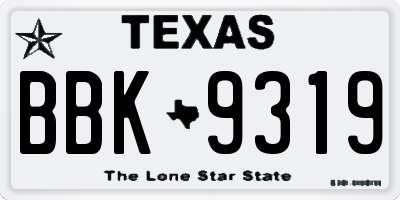 TX license plate BBK9319