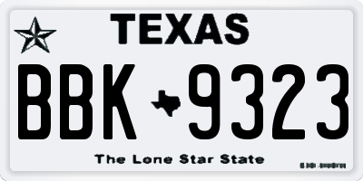 TX license plate BBK9323