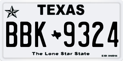 TX license plate BBK9324